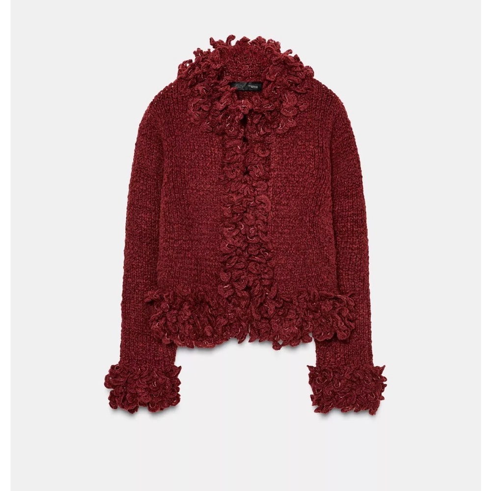 Only Burgundy Textured Cardigan